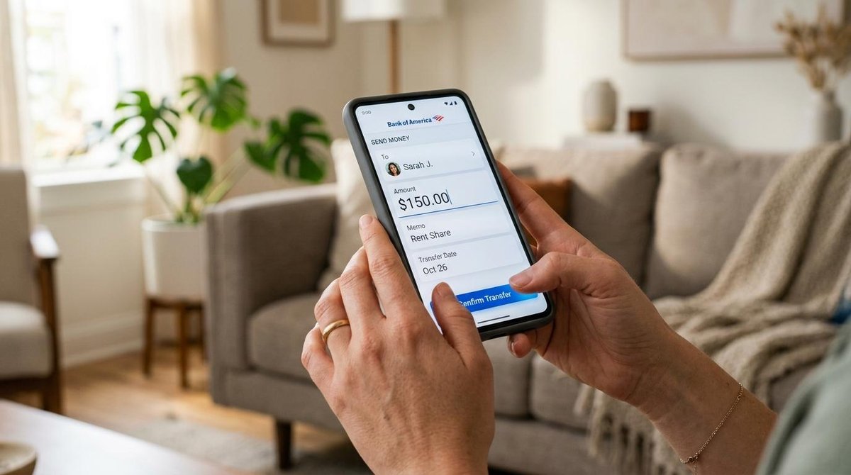 Persona que realiza una transferencia de dinero a través de una app.