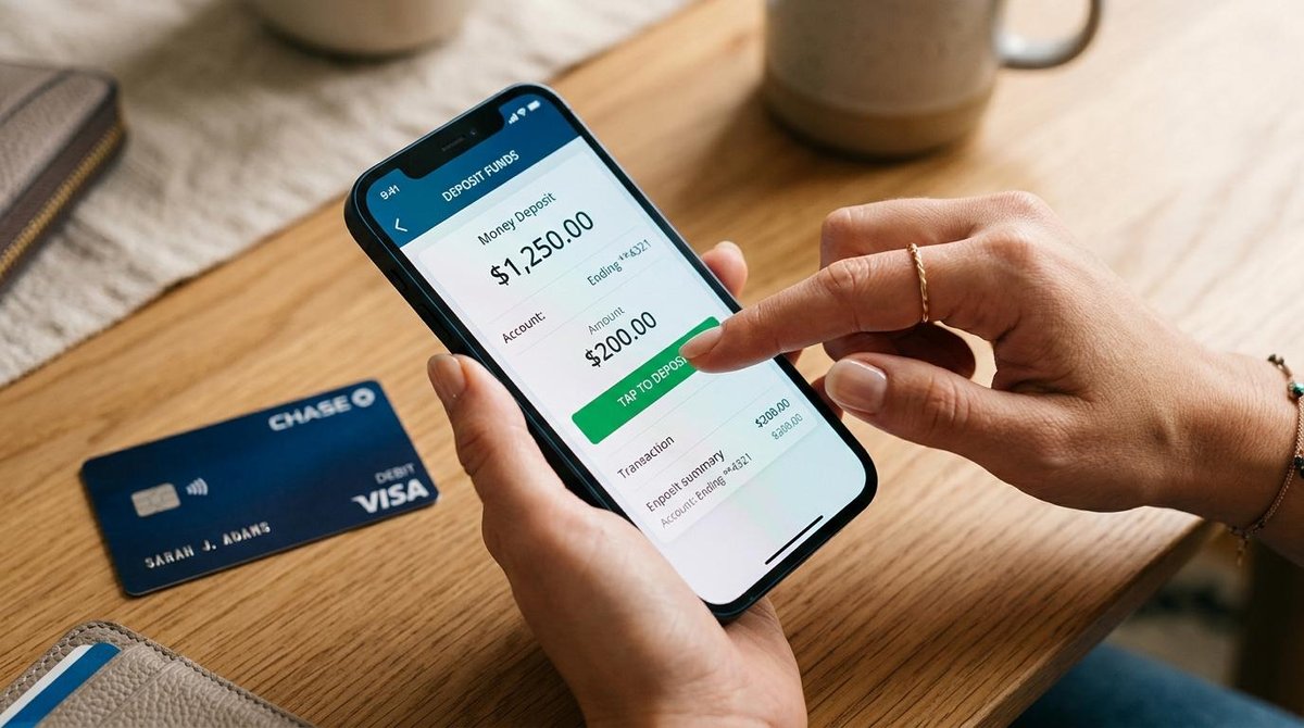 Persona ingresando dinero en app digital