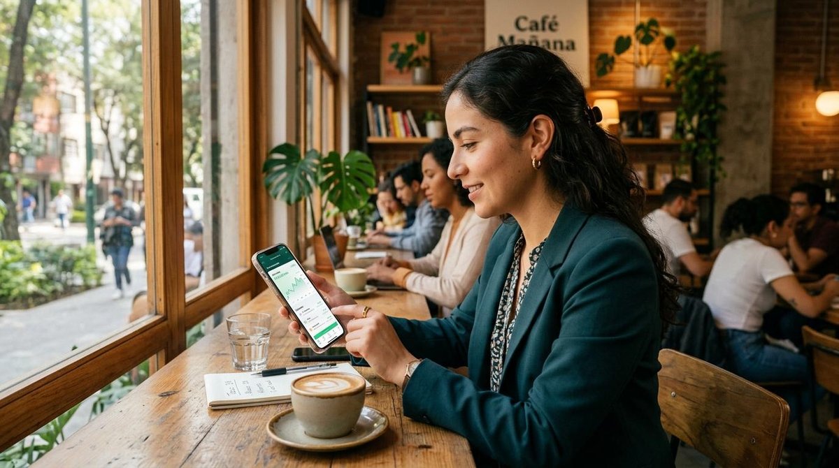 Persona usando una billetera digital en México