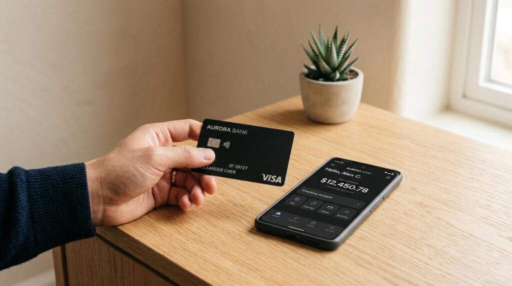 Persona mostrando tarjeta de crédito
