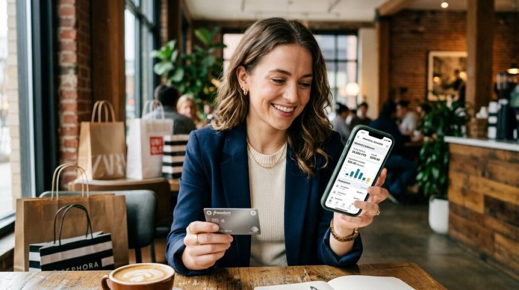 Mujer que usa el cashback de la Tarjetami en sus compras.