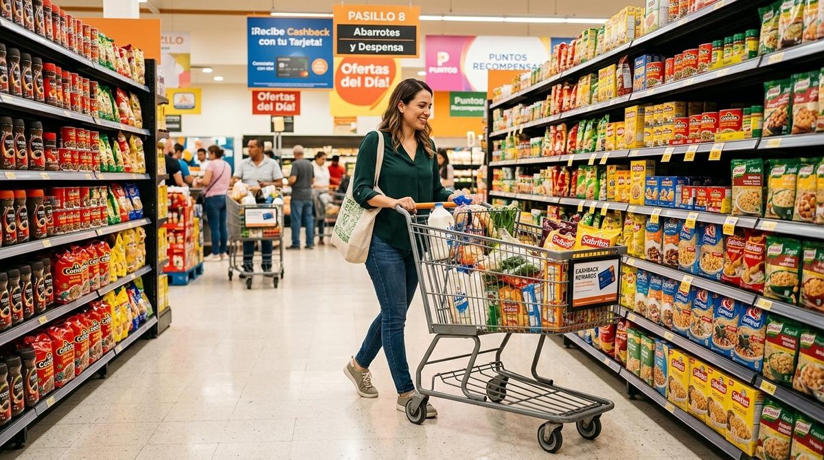 Mujer que compra con cashback en México.